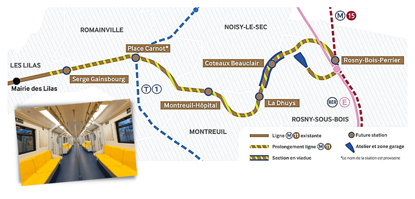 Prolongement de la ligne 11 travaux date stations Montreuil